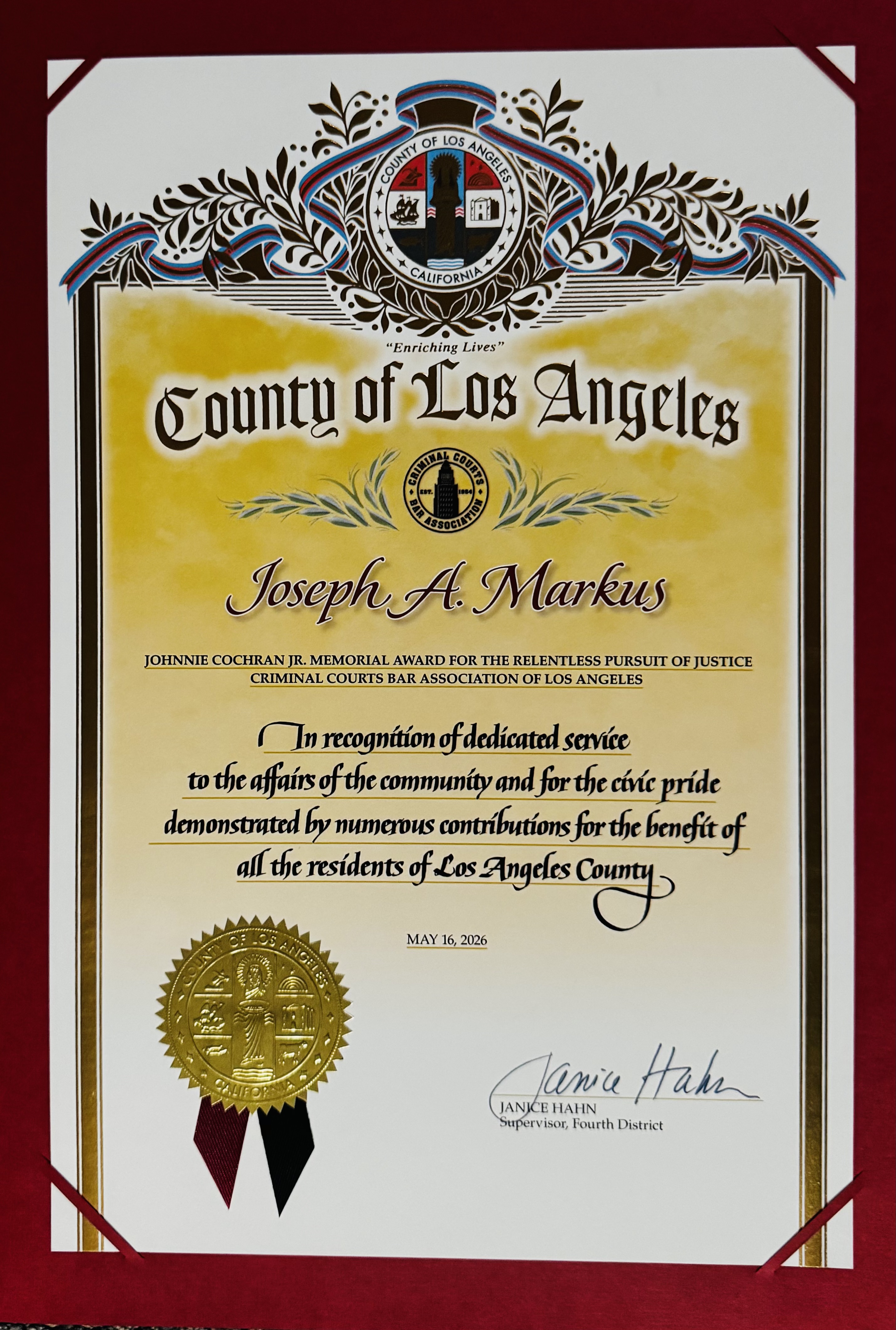 County of Los Angeles - Joseph A. Markus